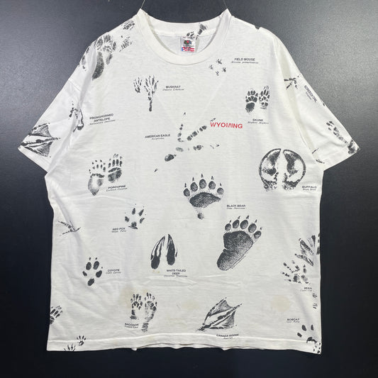 (XXL) 90's WYOMING ANIMAL FOOTPRINTS Vintage T-Shirt / A0814T