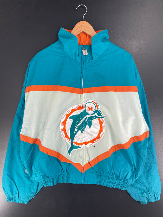 Vintage MIAMI DOLPHINS Size L NFL Nylon Zip-up Jacket / F5369N