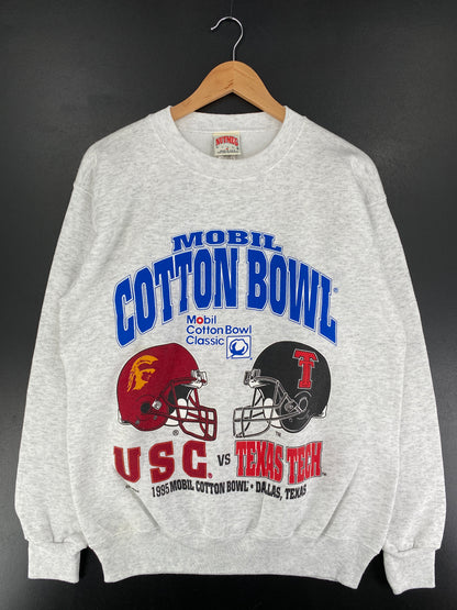 1995 USC x TEXAS TECH MOBIL COTTON BOWL Made in USA Size L Vintage NFL Sweat-Shirt/ F1666S