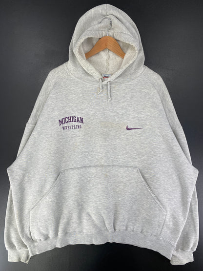 90's NIKE x MICHIGAN WRESTLING Size XL Vintage College Hoodie Sweat Shirt / G505S