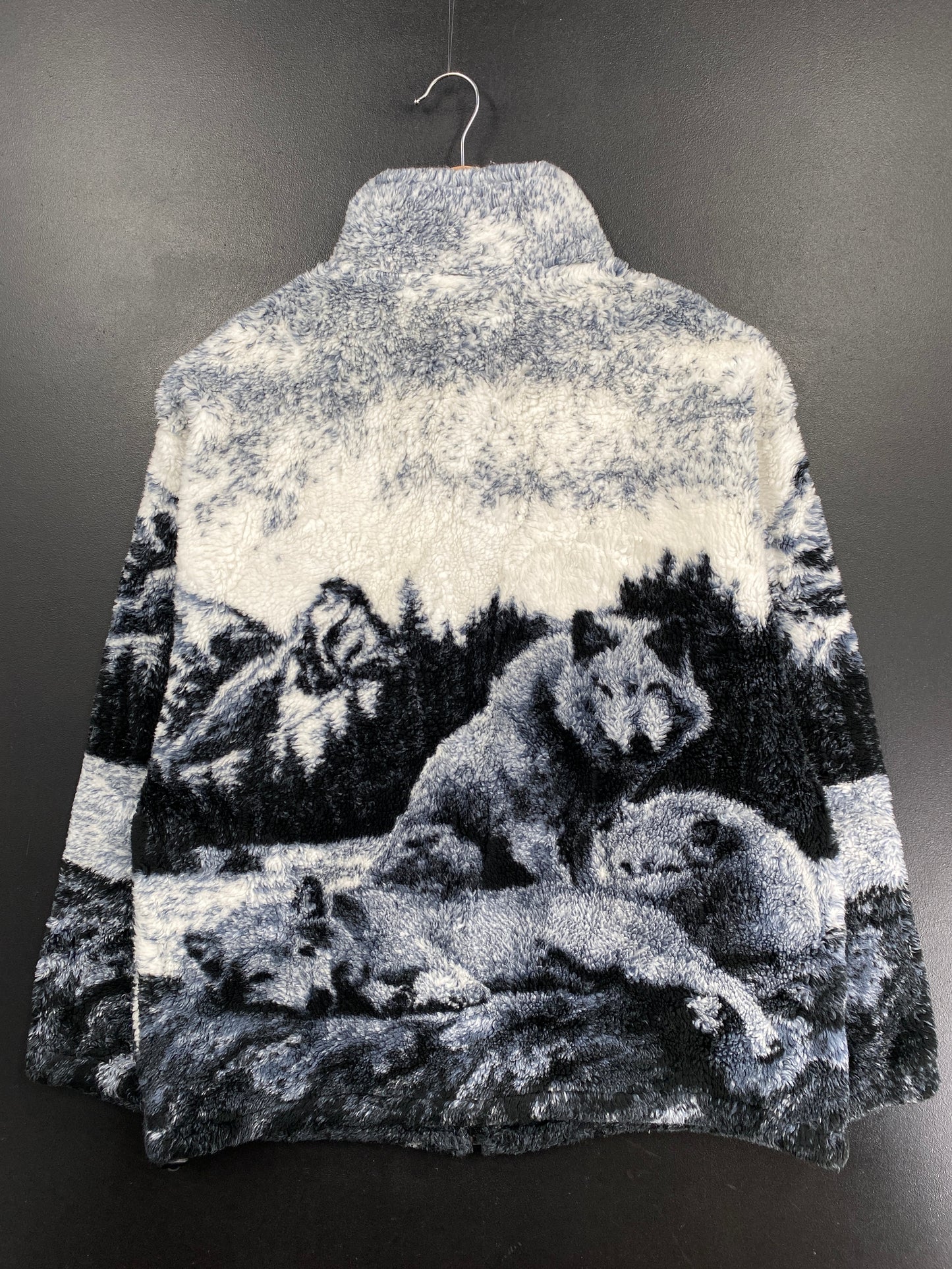 90's BLACK MOUNTAIN WOLVES Made in USA Size M Vintage Fleece Jacket / G6113F