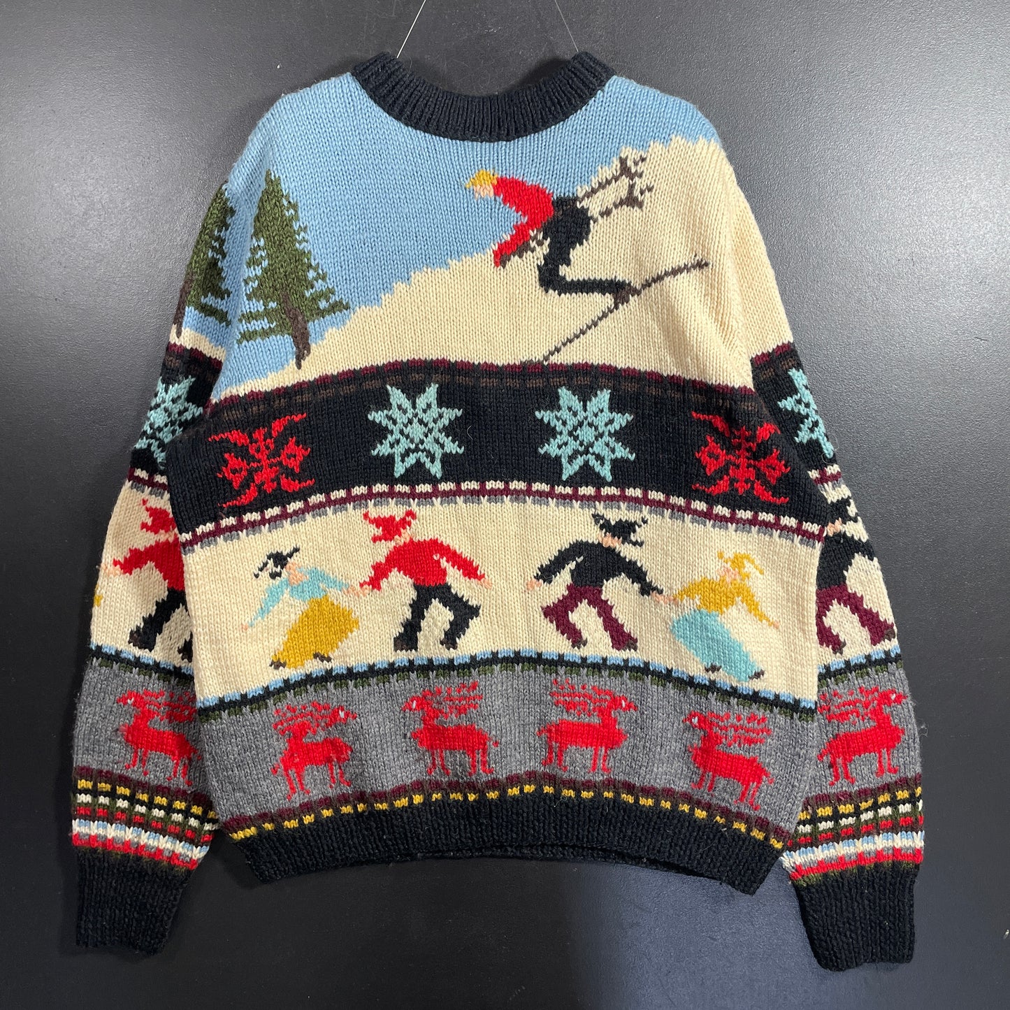 (Approx.L) Vintage ALPINE WINTER SPORTS Made in England Hand Knit Wool Sweater / A1194K