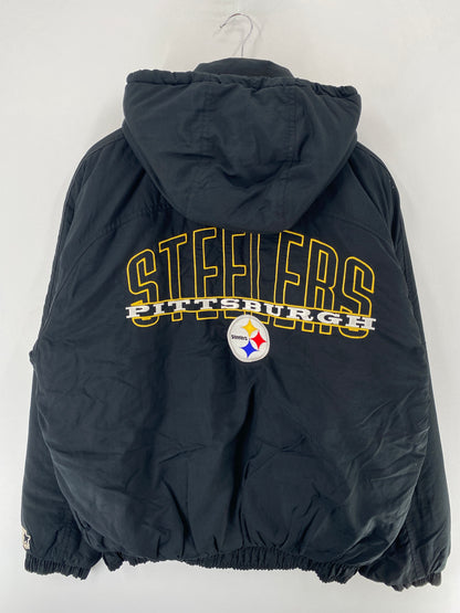 .90’s STARTER x PITTSBURGH STEELERS Size L NFL Padded Nylon Jacket / F3168N