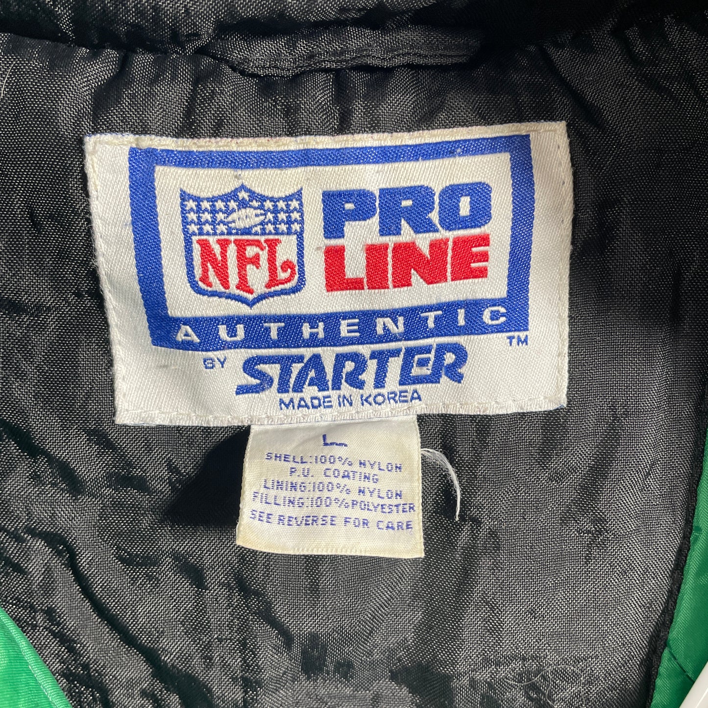 (L) 90's STARTER x NEW YORK JETS Vintage NFL Padded Nylon Jacket / A1369N
