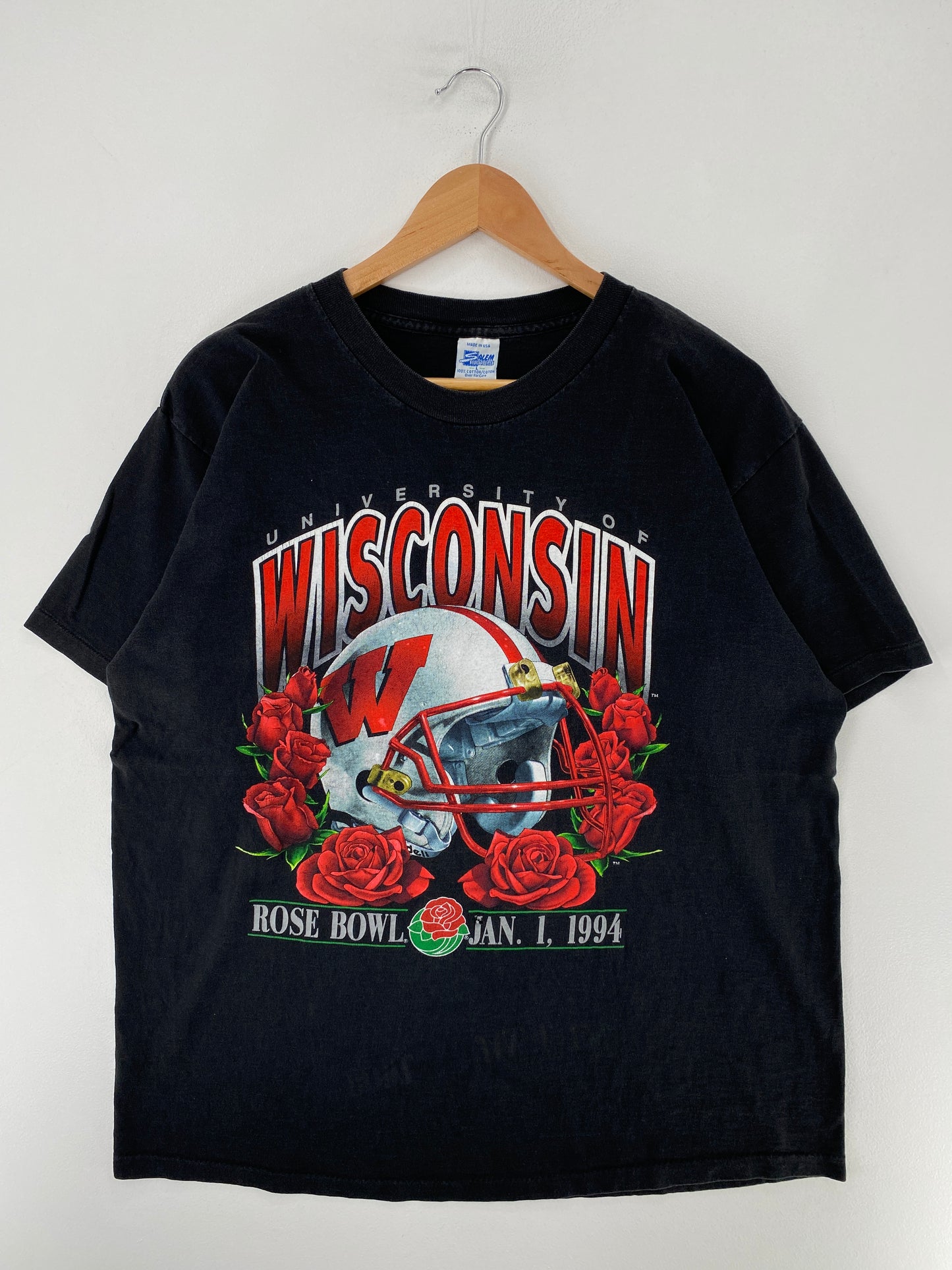 1994 SALEM X WISCONSIN Made in USA Size L Vintage College T-shirt / F8308T