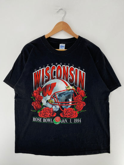 1994 SALEM X WISCONSIN Made in USA Size L Vintage College T-shirt / F8308T