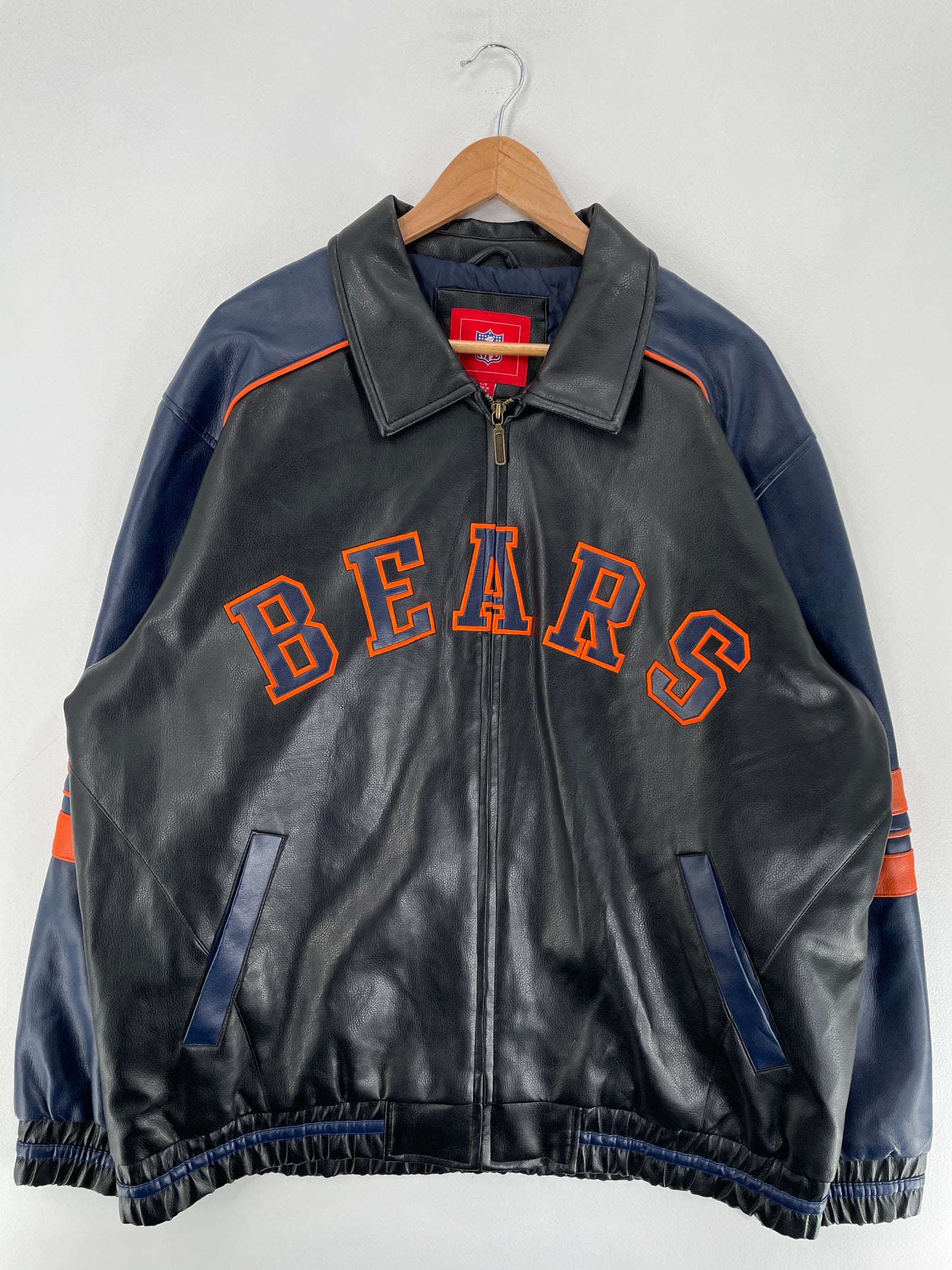 Vintage CHICAGO BEARS Size L NFL Faux Leather Jacket / F5581J