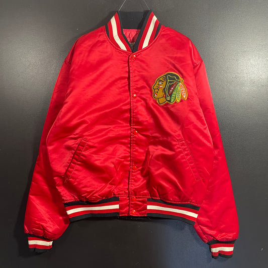 (L) 90's STARTER x CHICAGO BLACKHAWKS Vintage Nylon NHL Jacket / A1209N