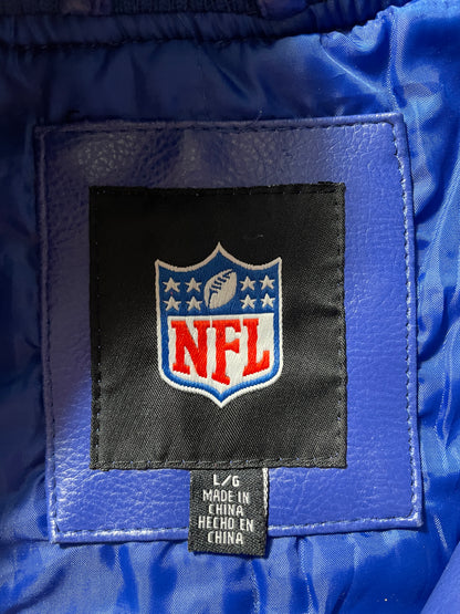 Vintage NEW YORK GIANTS Size L NFL Faux Leather Jacket / G5023J