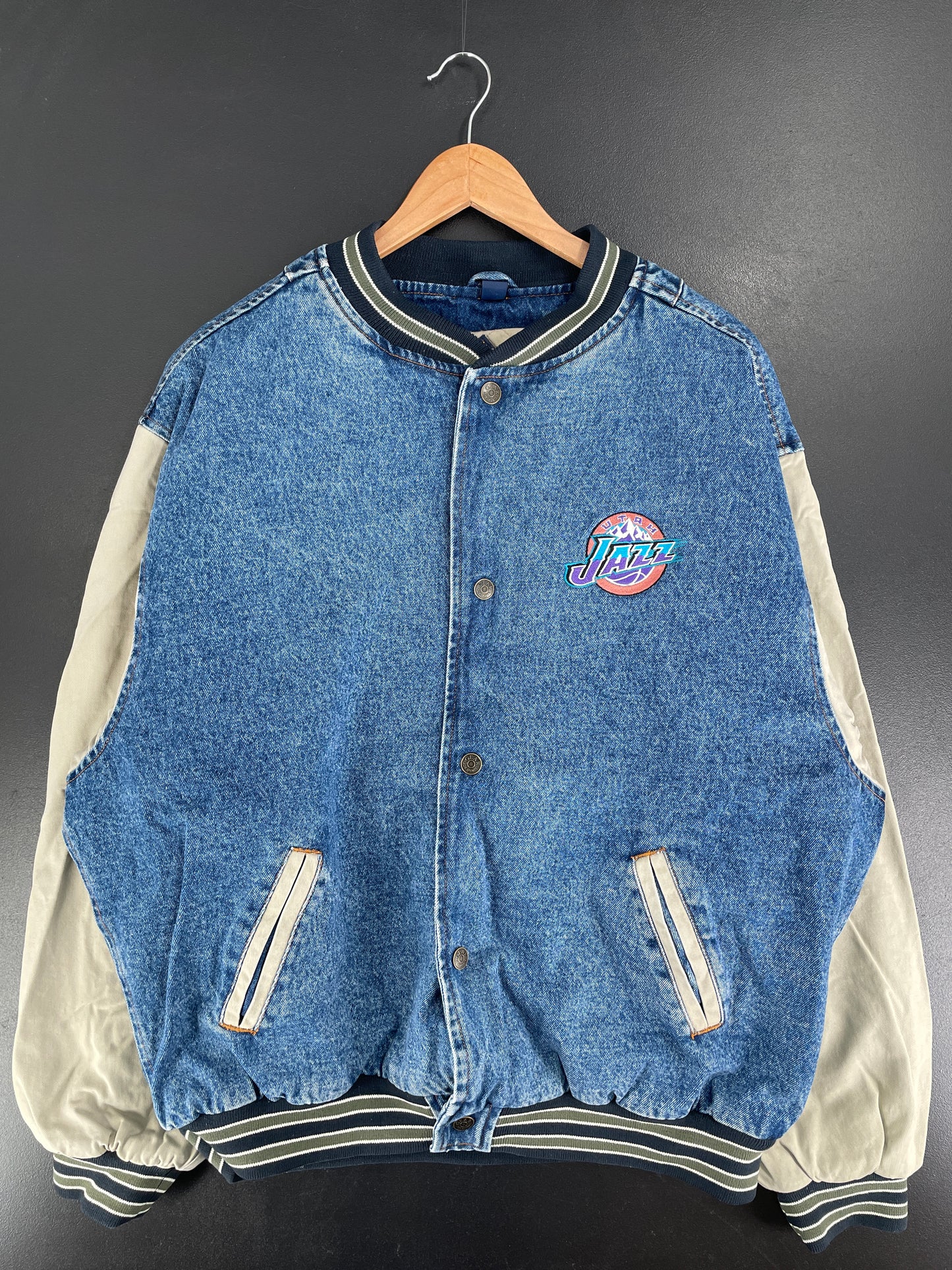 Vintage UTAH JAZZ Size XXL NBA Denim Jacket / F5926J