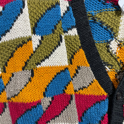 (XL) Vintage PIERRE CARDIN Hand Knit Wool Cardigan / A1261K