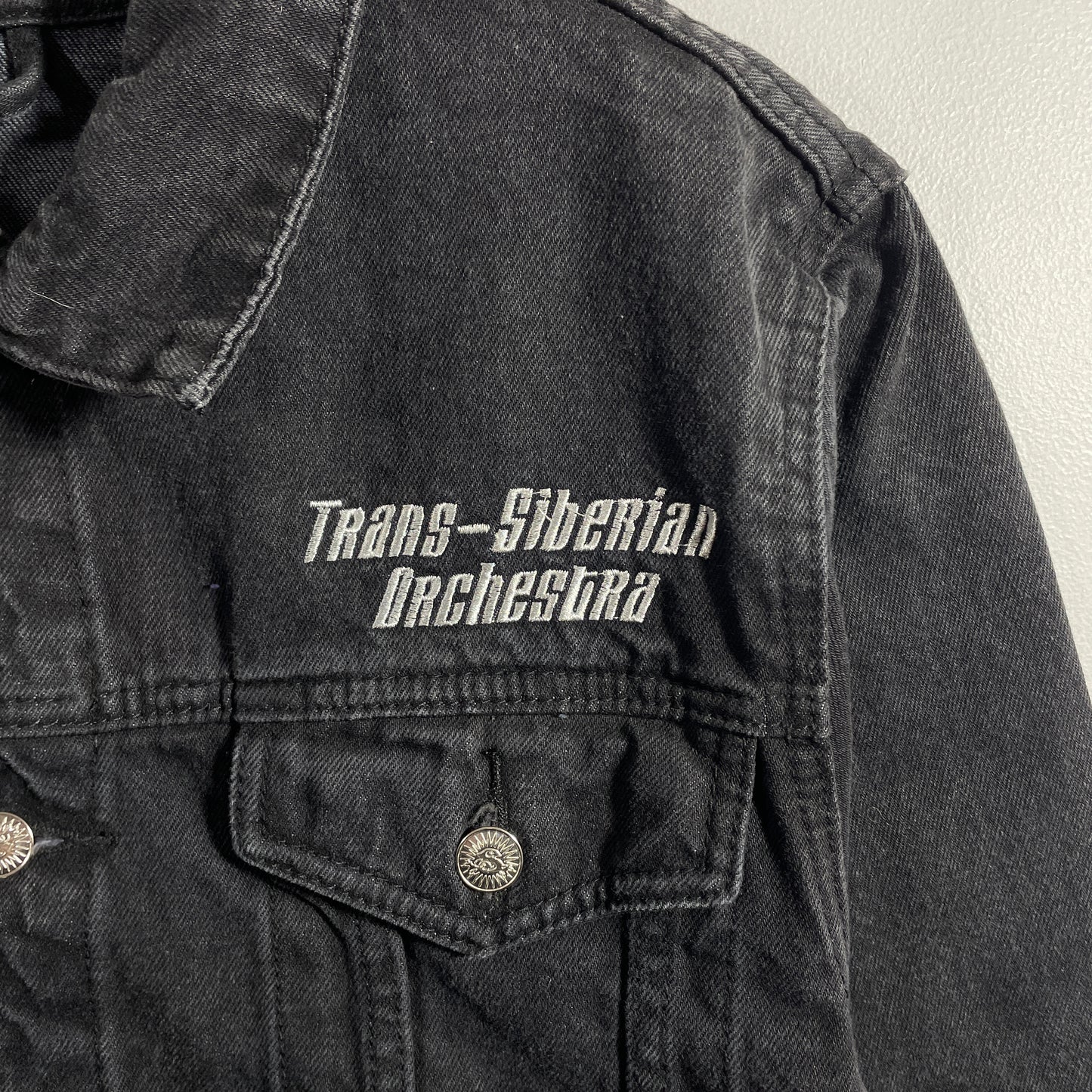 (Approx.M) 90’s TSO Rock Band Black Denim Jacket / A1322J
