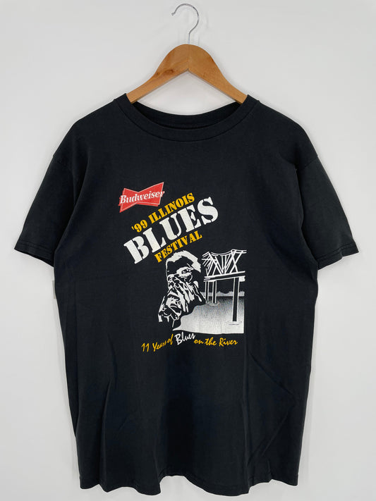 1999 BUDWEISER x ILLINOIS BLUES FESTIVAL Size L T-Shirt / F3092T