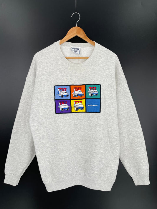 90's BOEING JET AIRLINER Made in USA Size XL Vintage Sweat-shirt / E9400S