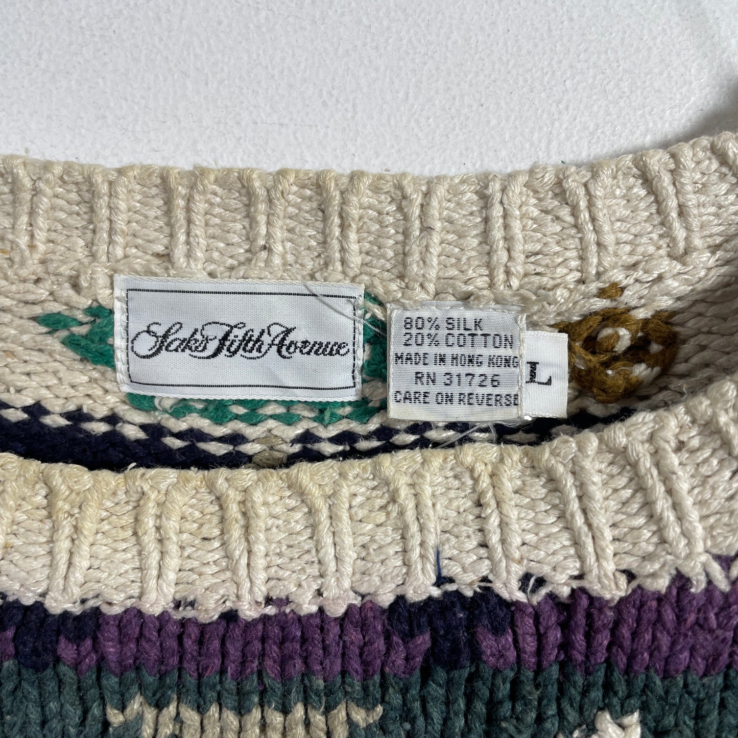 (L) Vintage SAKS FIFTH AVENUE Wool Knit Sweater / A1259K