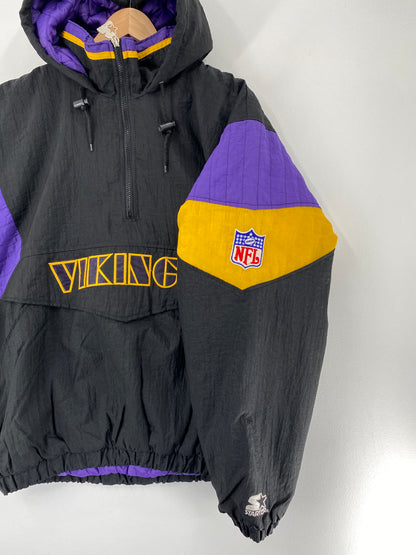 90's STARTER x VIKINGS Size L Vintage NFL Padded Nylon Jacket / F4422N
