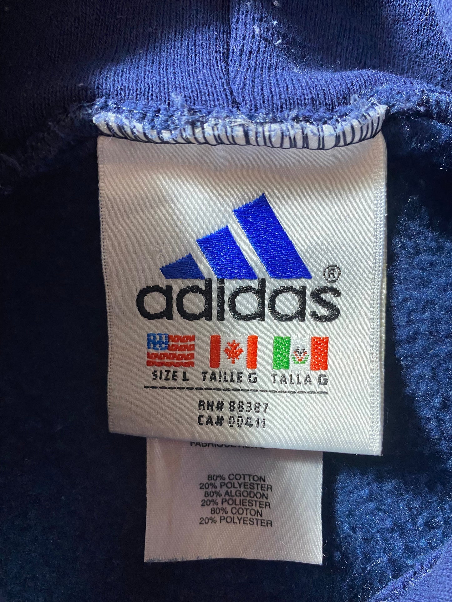 90’s ADIDAS Made in USA Size L Vintage Hoodie Sweat-shirt / F6044S