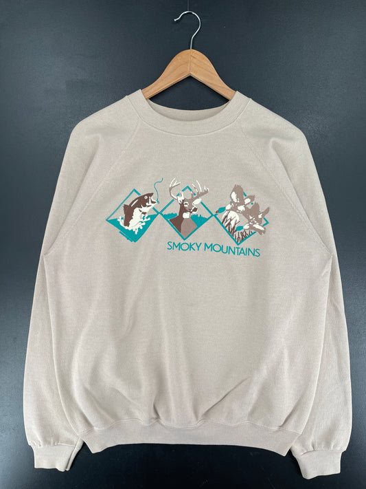 90's SMOKY MOUNTAINS Made in USA Size XL Vintage Animal Sweat-Shirt / G6201S