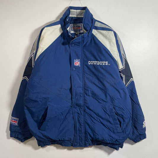 (M) 90's STARTER x DALLAS COWBOYS Vintage NFL Padded Nylon Jacket / A1367N