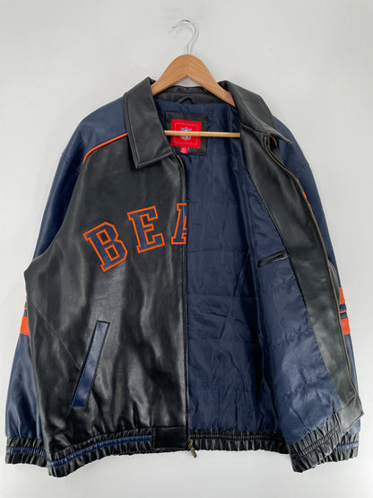 Vintage CHICAGO BEARS Size L NFL Faux Leather Jacket / F5581J