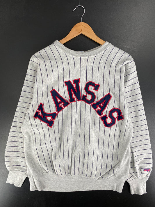 90's KANSAS Made in USA Size L Vintage College Sweat-Shirt / F5541S