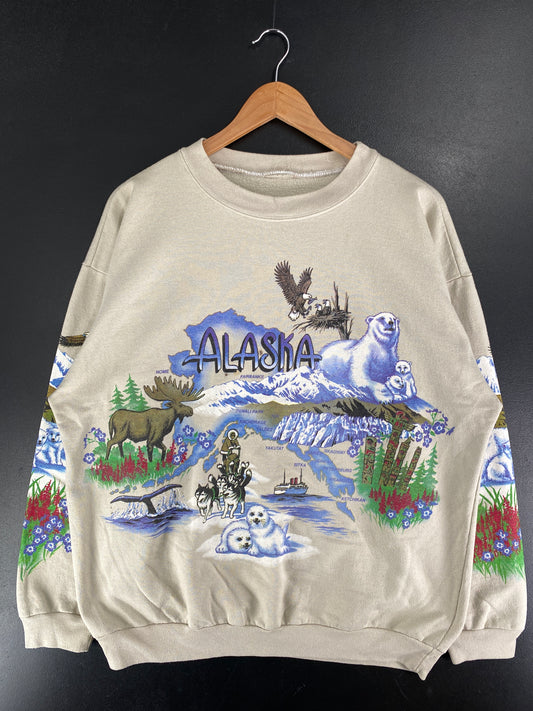 Vintage ALASKA FAIRBANKS Size No tag Approx. L Animal Sweat-Shirt / F5229S