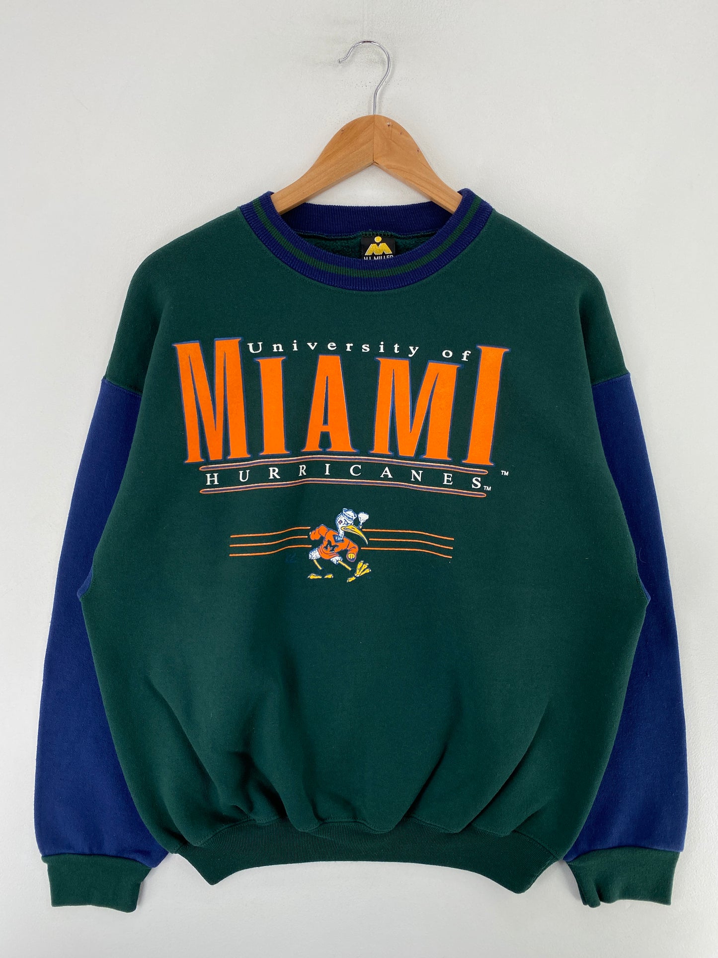 90's MIAMI HURRICANES Made in USA Size L Vintage College Sweat-Shirt / G890S