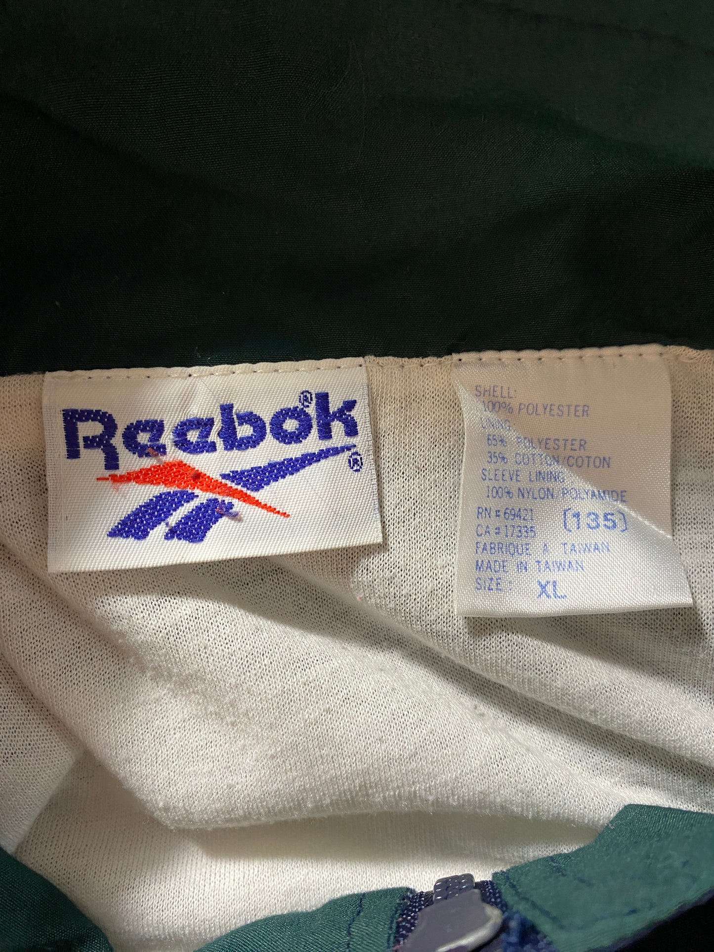 Vintage REEBOK Size XL Zip-up Nylon Jacket / G4550N