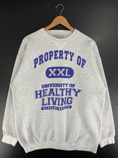 90's HEALTHY LIVING Made in USA Size XL Vintage College Sweat-Shirt / G2451S