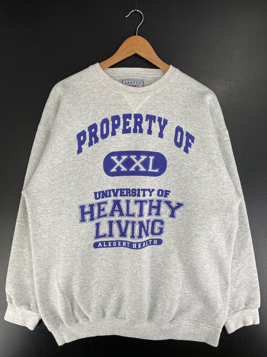 90's HEALTHY LIVING Made in USA Size XL Vintage College Sweat-Shirt / G2451S