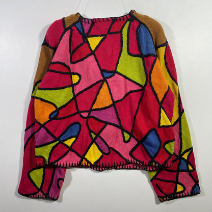 (Ladies M/L) Vintage THE LIMITED PATCHWORK Cardigan Knitwear / A0873K