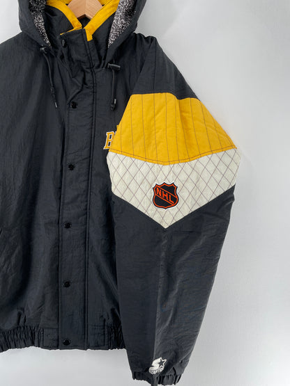 90's STARTER x BOSTON BRUINS Size L Vintage NHL Padded Nylon Jacket / F3332N