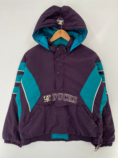 90’s Kids STARTER x MIGHTY DUCKS Size Boys L NHL Padded Nylon Jacket / F8053N