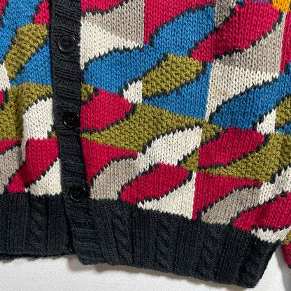 (XL) Vintage PIERRE CARDIN Hand Knit Wool Cardigan / A1261K