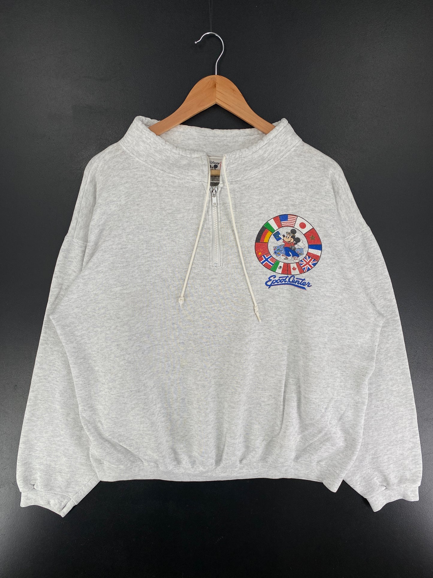 90's EPCOT CENTER x MICKEY Size Approx XL DISNEY Half-zip Sweat / F1089S
