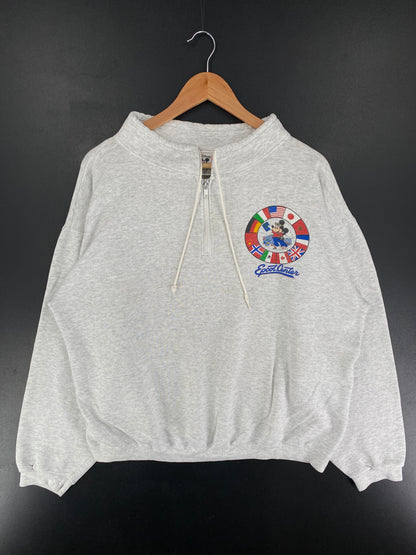 90's EPCOT CENTER x MICKEY Size Approx XL DISNEY Half-zip Sweat / F1089S