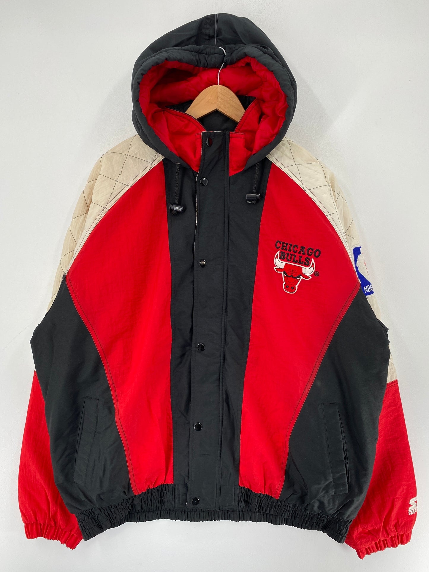 90's STARTER x BULLS Size XL Vintage NBA Padded Nylon Jacket / F4424N