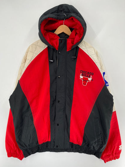90's STARTER x BULLS Size XL Vintage NBA Padded Nylon Jacket / F4424N