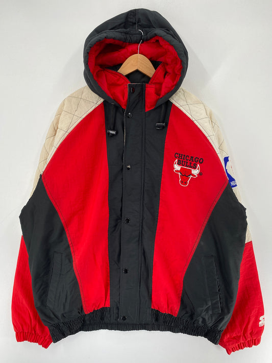 90's STARTER x BULLS Size XL Vintage NBA Padded Nylon Jacket / F4424N
