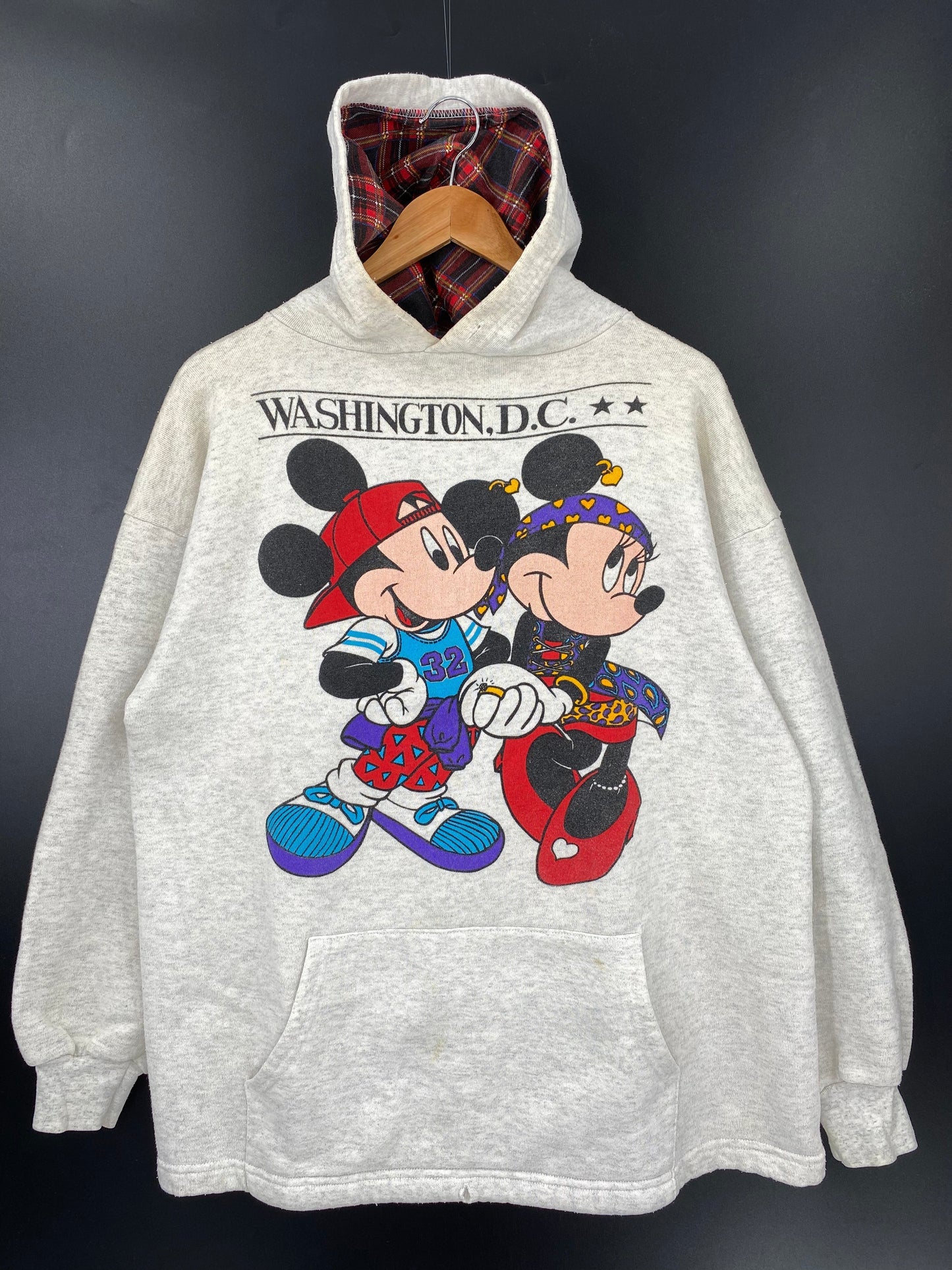 .80’s DISNEY MICKEY x MINNEY Made in USA Size XL Vintage Hoodie Sweat-shirt / F3156S