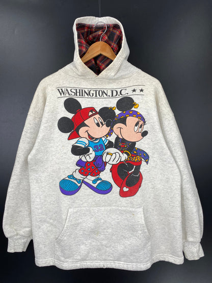 .80’s DISNEY MICKEY x MINNEY Made in USA Size XL Vintage Hoodie Sweat-shirt / F3156S