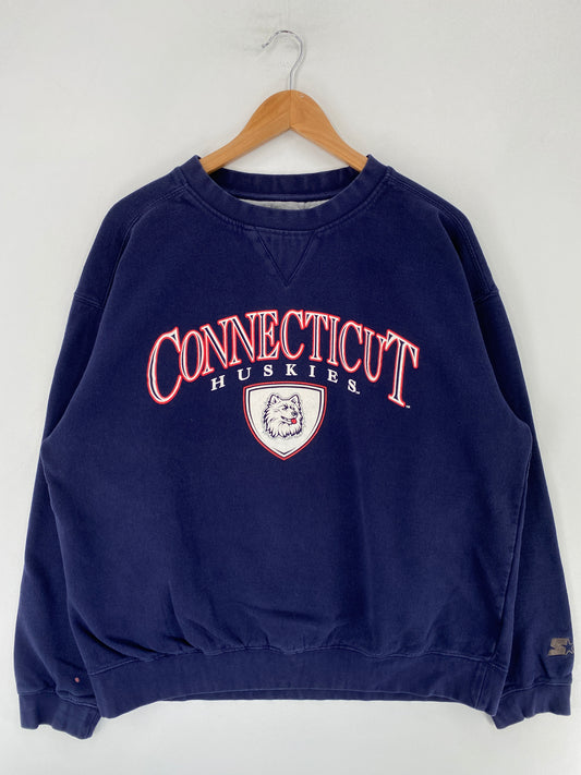 90's STARTER x CONNECTICUT HUSKIES Size XL Vintage College Sweat-Shirt/ F9377S