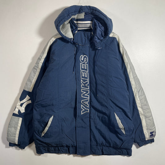 (M) 90’s STARTER x NEW YORK YANKEES Vintage MLB Padded Nylon Jacket / A1358N