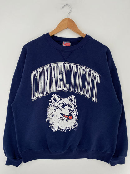 90's CONNECTICUT HUSKIES Made in USA Size XL Vintage College Sweat-Shirt / F8772S