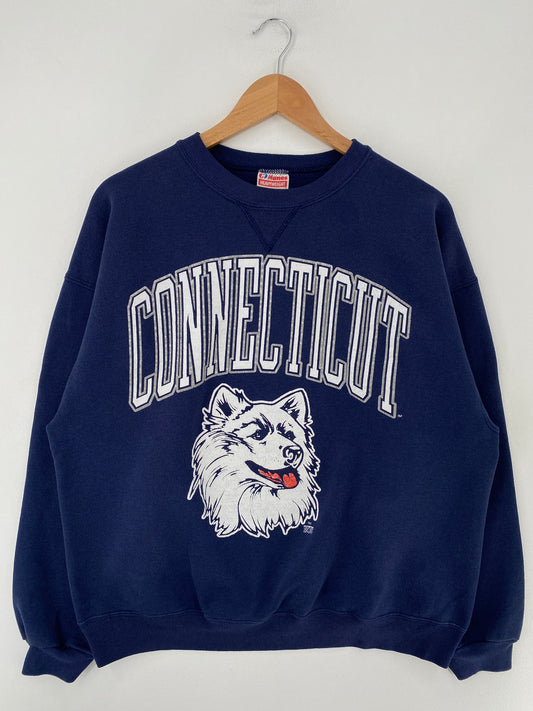 90's CONNECTICUT HUSKIES Made in USA Size XL Vintage College Sweat-Shirt / F8772S