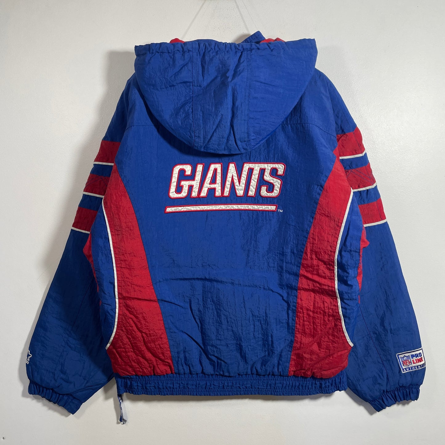 (M) 90's STARTER x NEW YORK GIANTS Vintage NFL Padded Nylon Jacket / A1366N