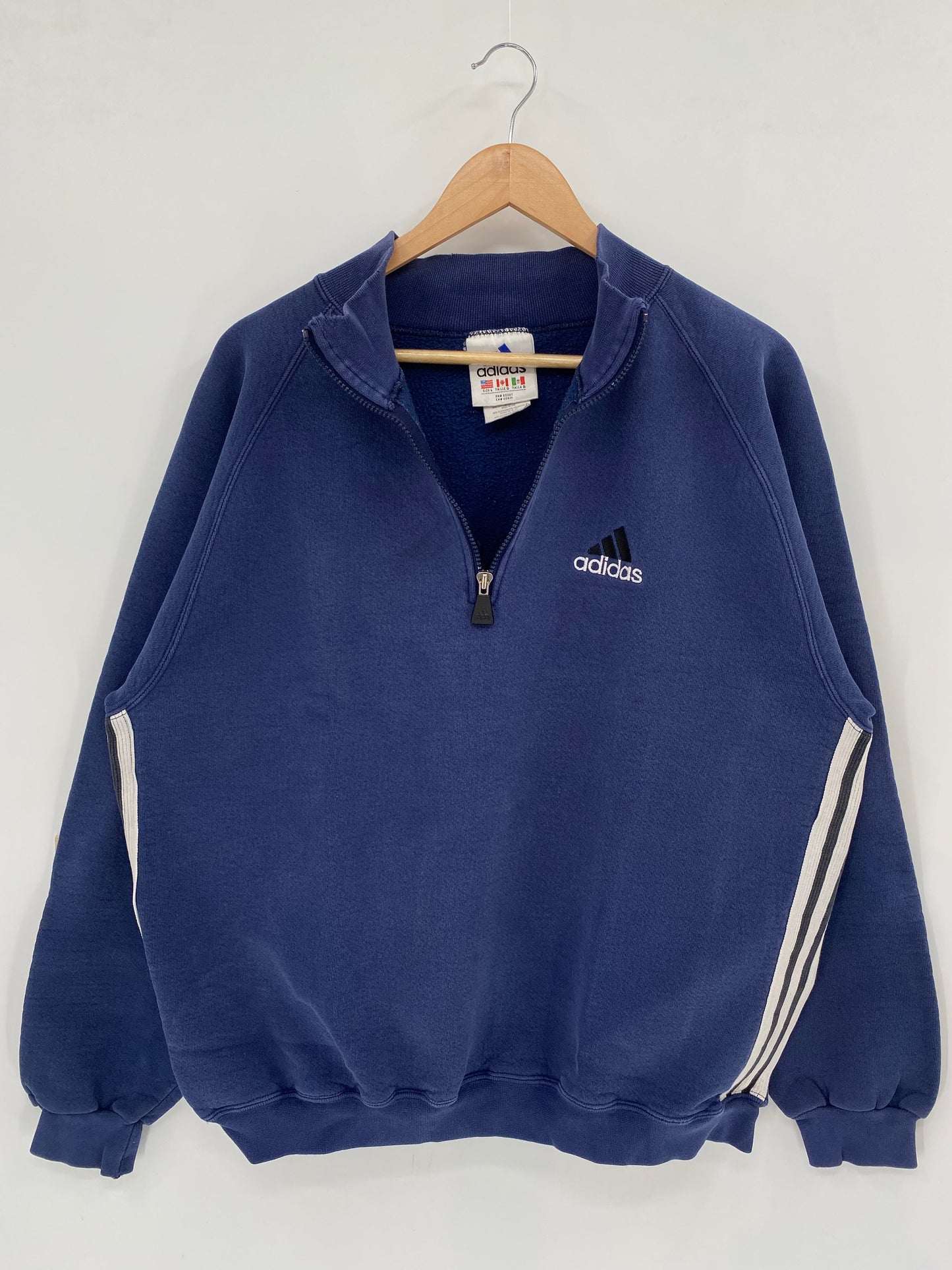90’s ADIDAS Made in USA Size L Vintage Half-zip Sweat-shirt / F5597S