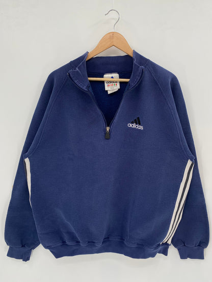 90’s ADIDAS Made in USA Size L Vintage Half-zip Sweat-shirt / F5597S