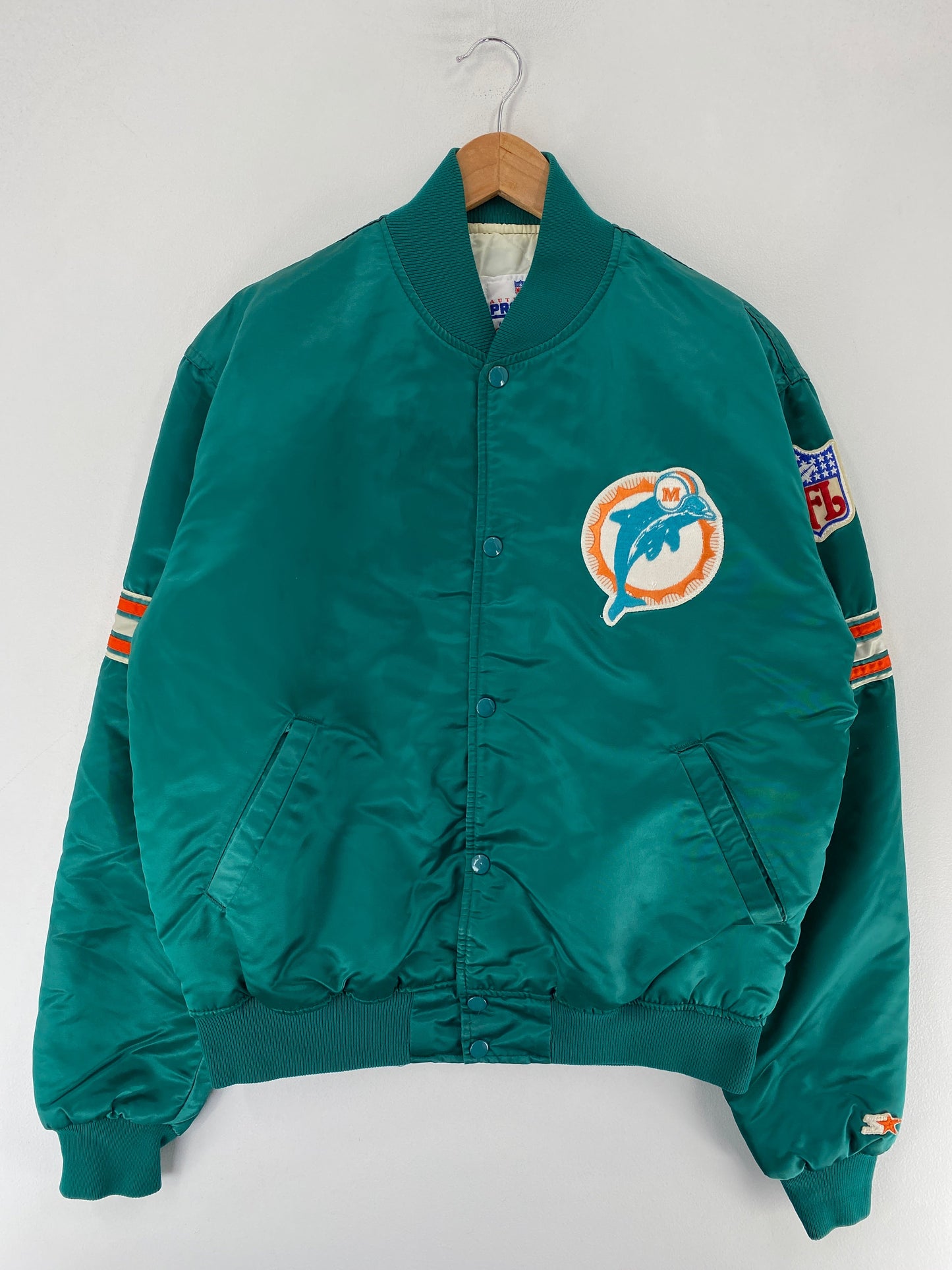 90's STARTER x MIAMI DOLPHINS Made in USA Size L Vintage NFL Nylon Jacket / F6228N
