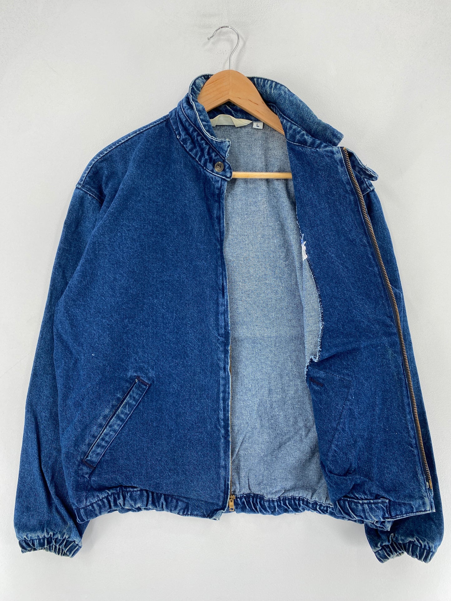 90's DETROIT LIONS Made in USA Size L Vintage NFL Zip-up Denim Jacket / F3865J